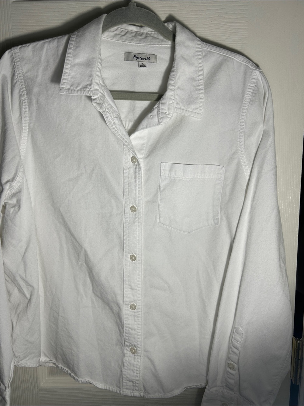 Madewell White Womens Button-Down Shirt with Chest Pocket